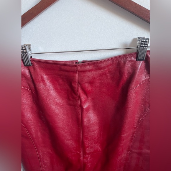 Vintage Red Leather Danier Skirt - Picture 3 of 4